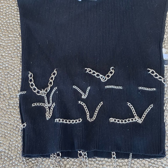 VINTAGE ICEBERG very rare silver chain black tube  knit TOP - Picture 15 of 15